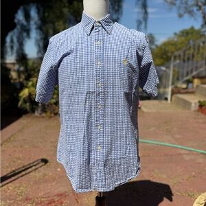 Ralph Lauren Blue Gingham Short Sleeve Button-Down Shirt